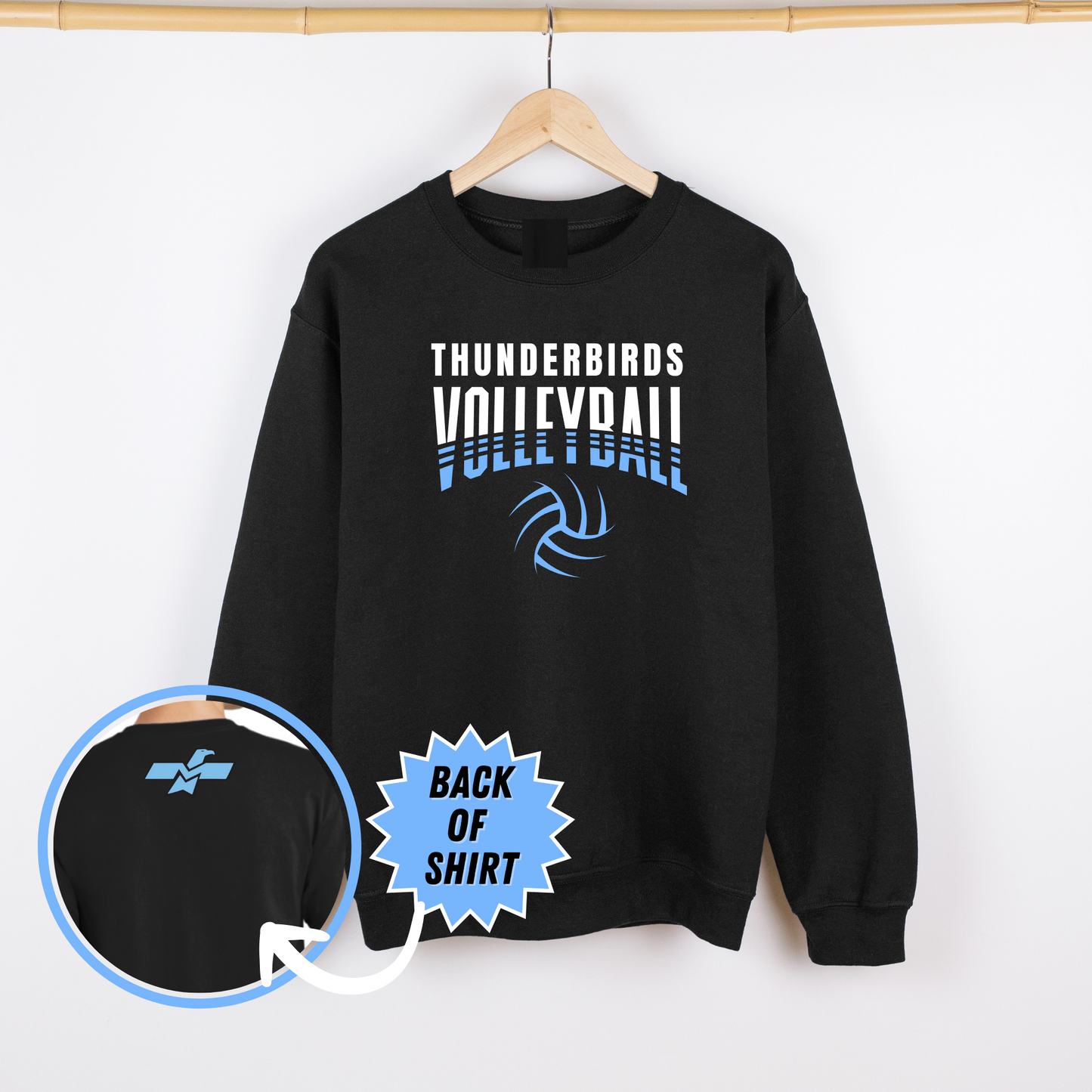 Thunderbirds Volleyball Black Crewneck - Adult
