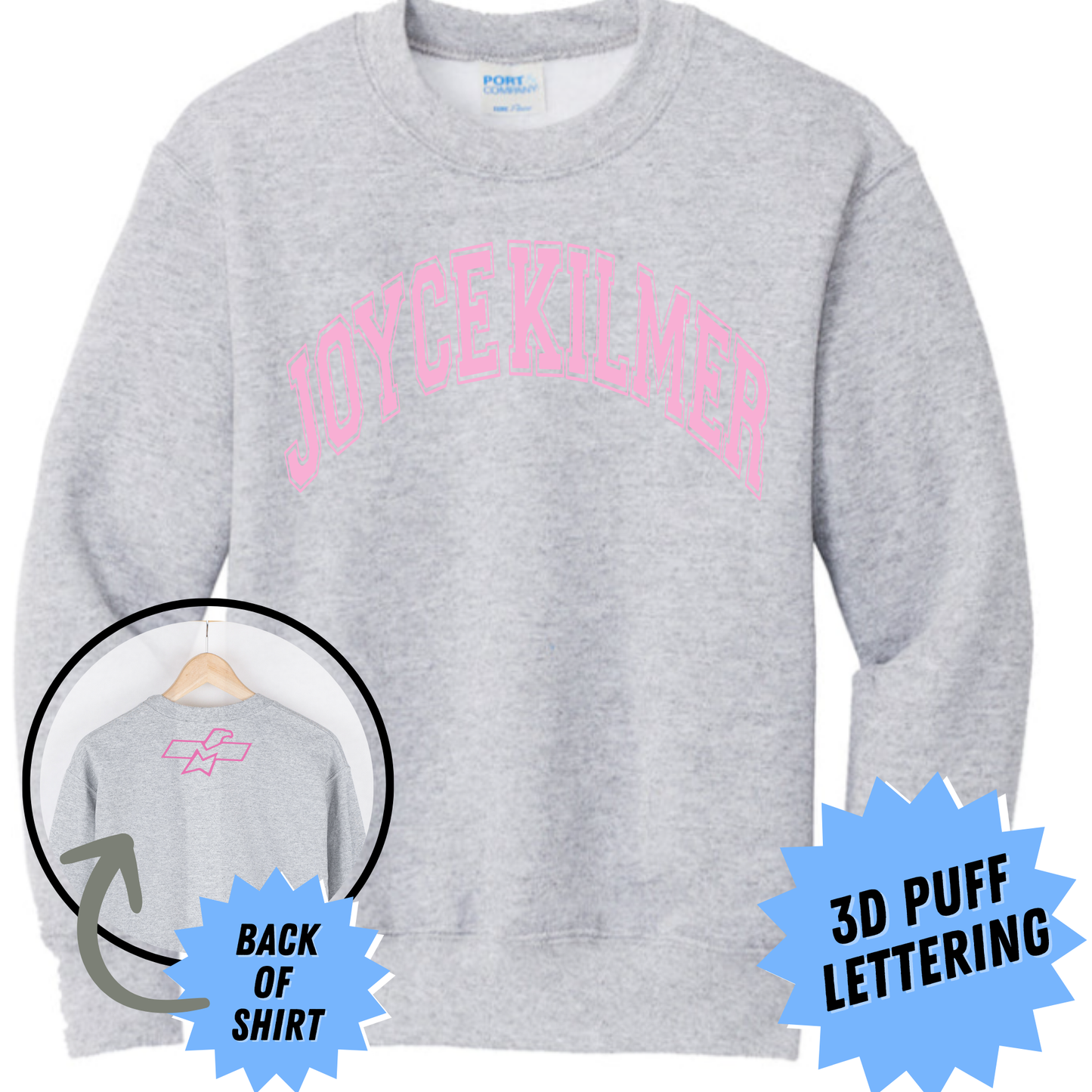 Joyce Kilmer Puff Print Crewneck Sweatshirt - Gray