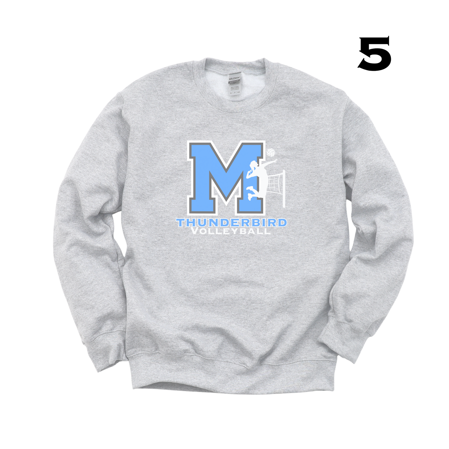 Volleyball Sweatshirt Gray Crewneck - Youth