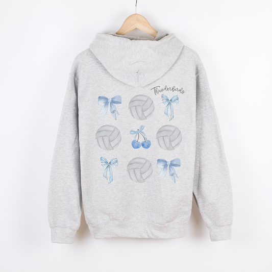 Volleyball Full Zip Hooded Bow Sweatshirt