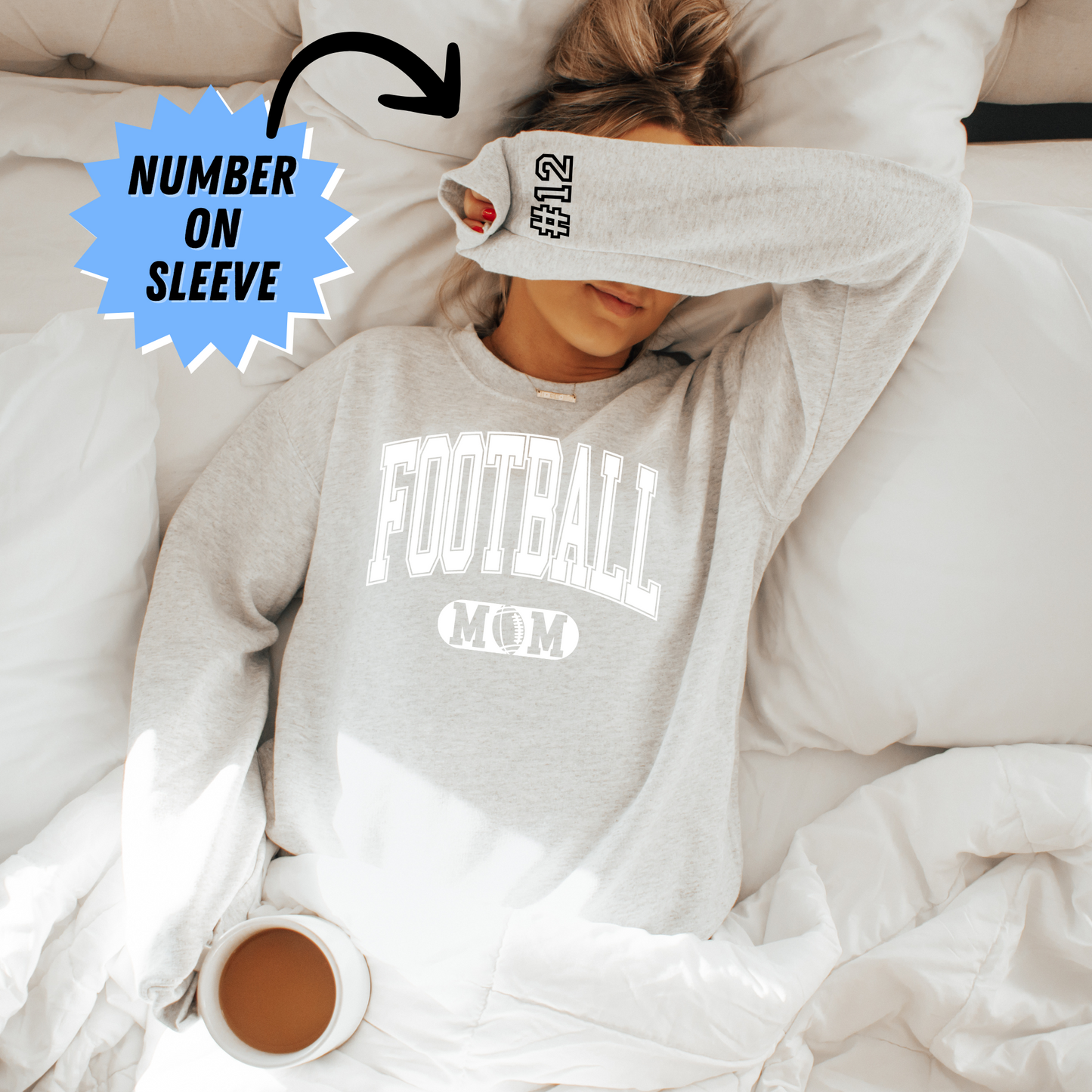 Football Mom Crewneck personalized with number - Adults