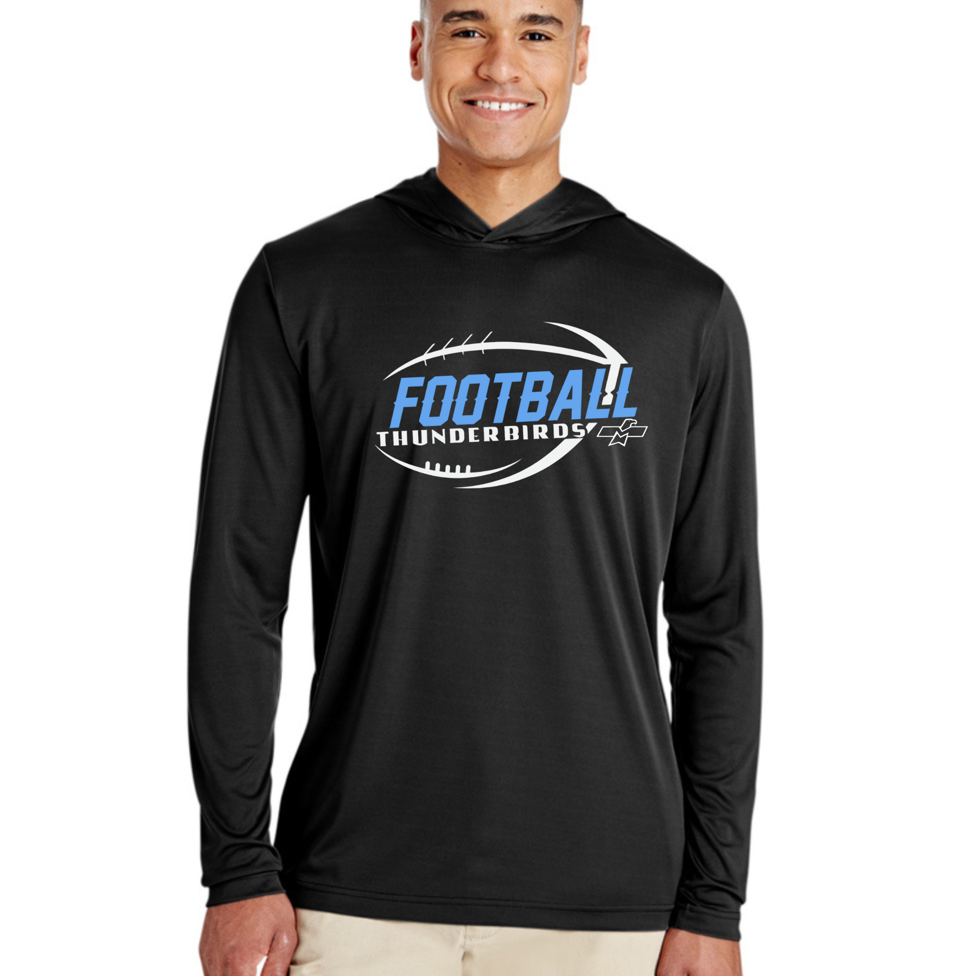 Unisex Hooded Football Hooded Long Sleeved Tee - Adult