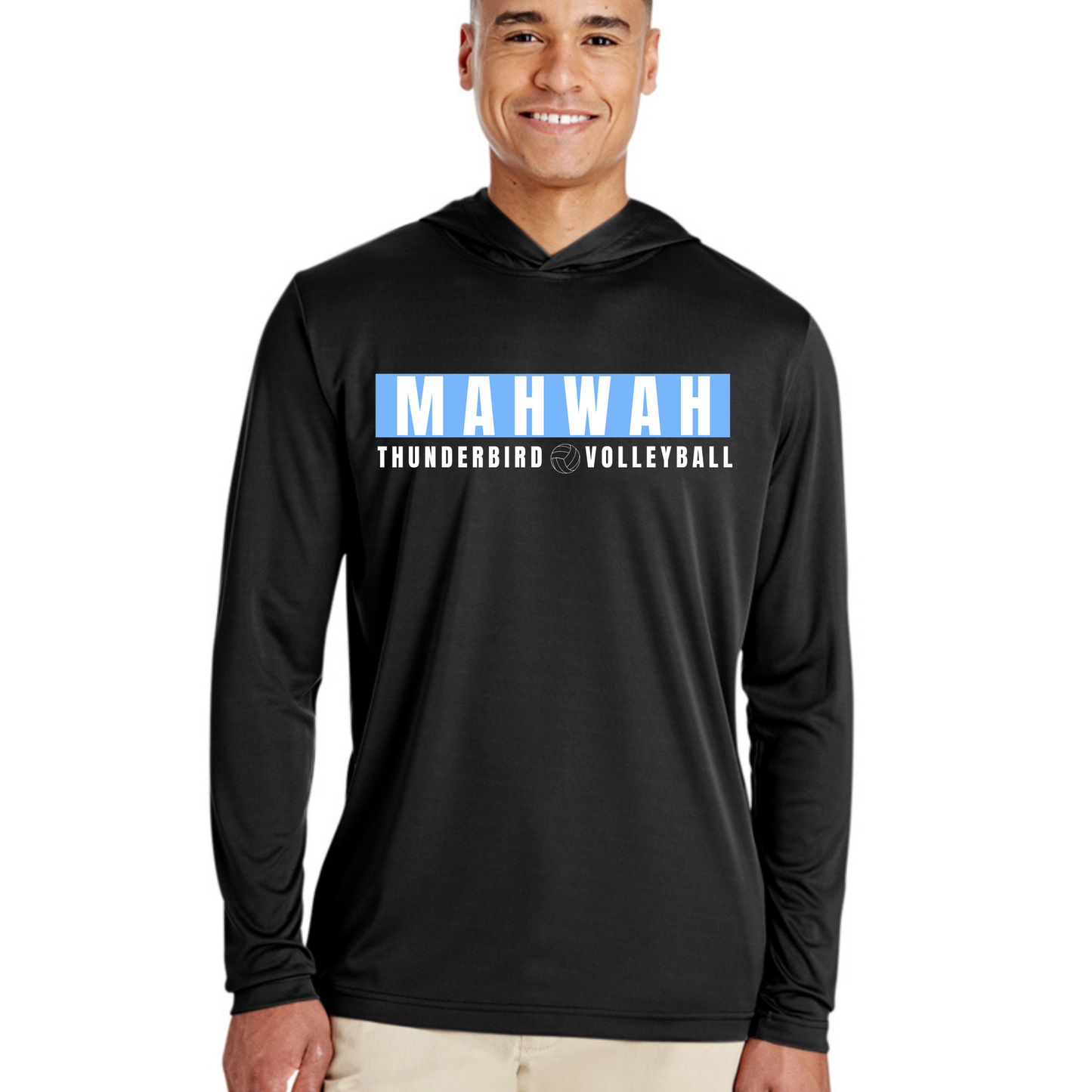 Unisex Hooded Volleyball Hooded Long Sleeved Tee - Adult