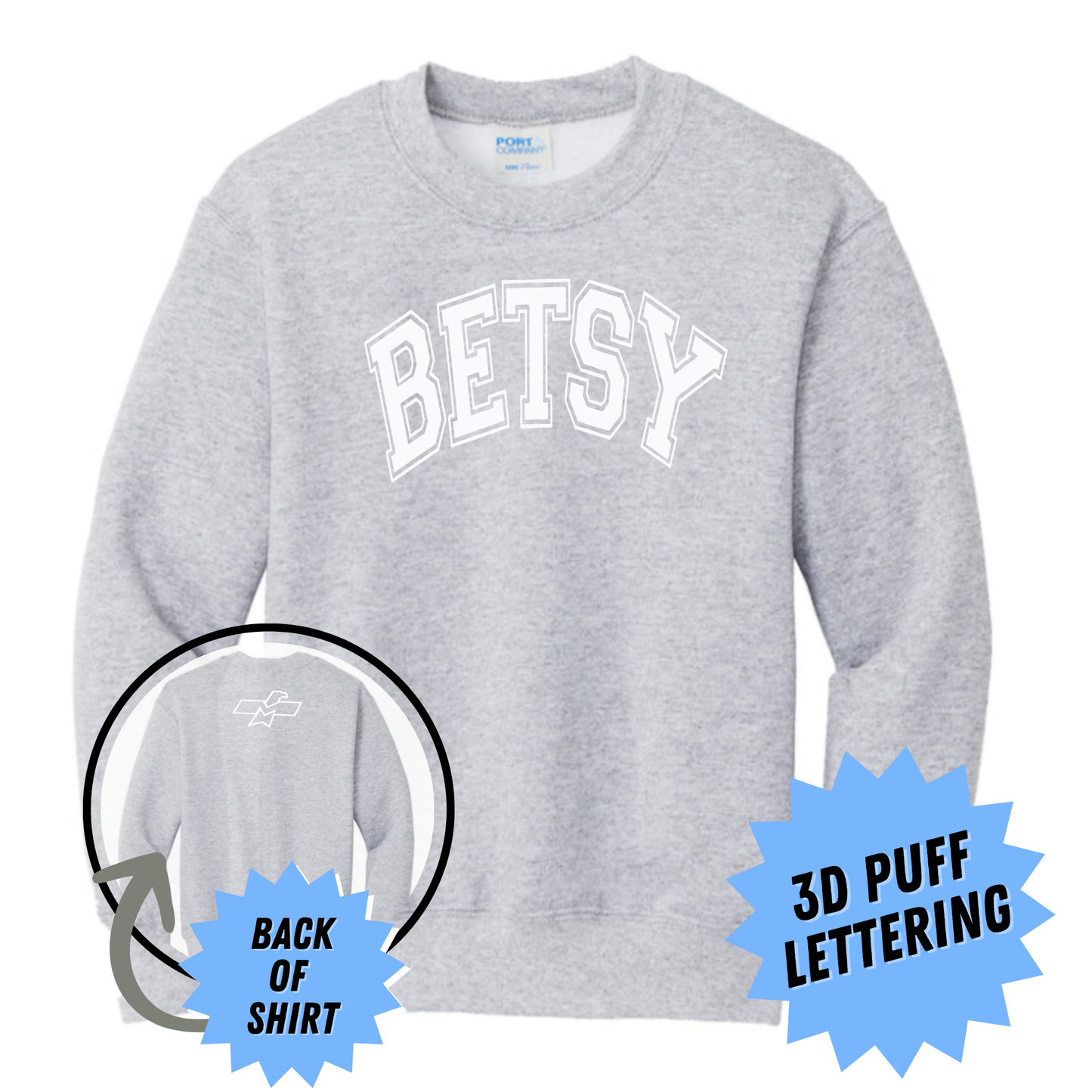 Betsy Puff Print Crewneck Sweatshirt - Gray