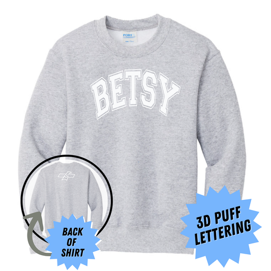 Betsy Puff Print Crewneck Sweatshirt - Gray