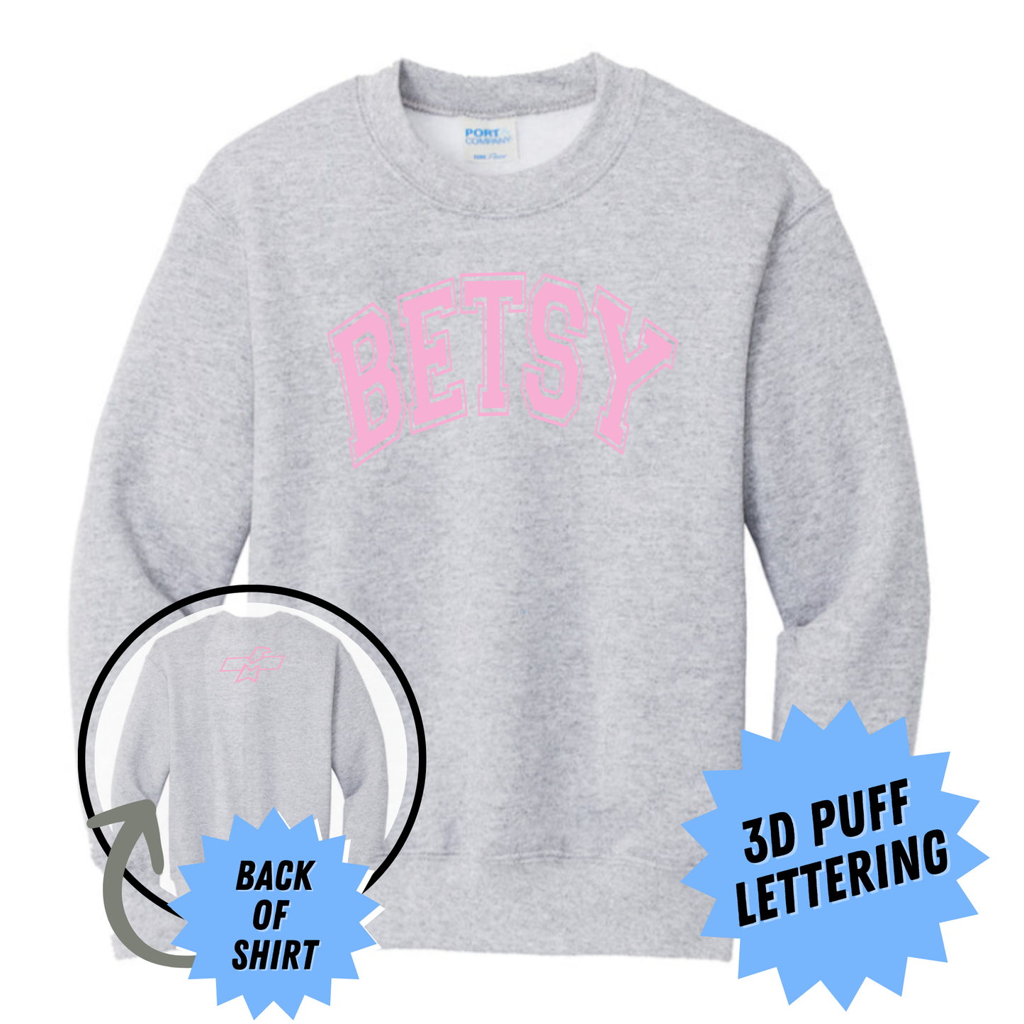 Betsy Puff Print Crewneck Sweatshirt - Gray