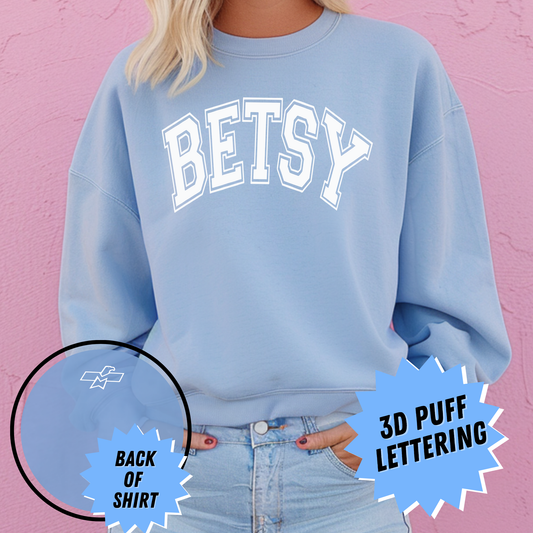 Betsy Puff Print Crewneck Sweatshirt - Carolina Blue