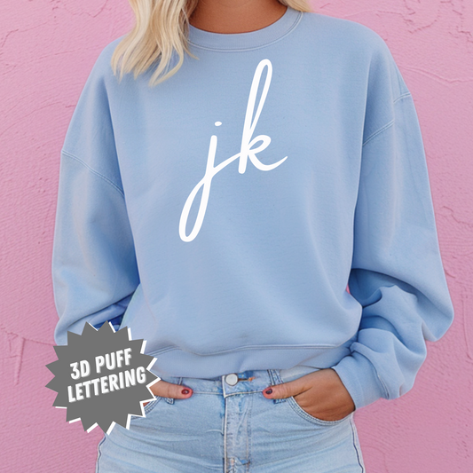 JK Simplistic Puff Crewneck Sweatshirt - Carolina Blue