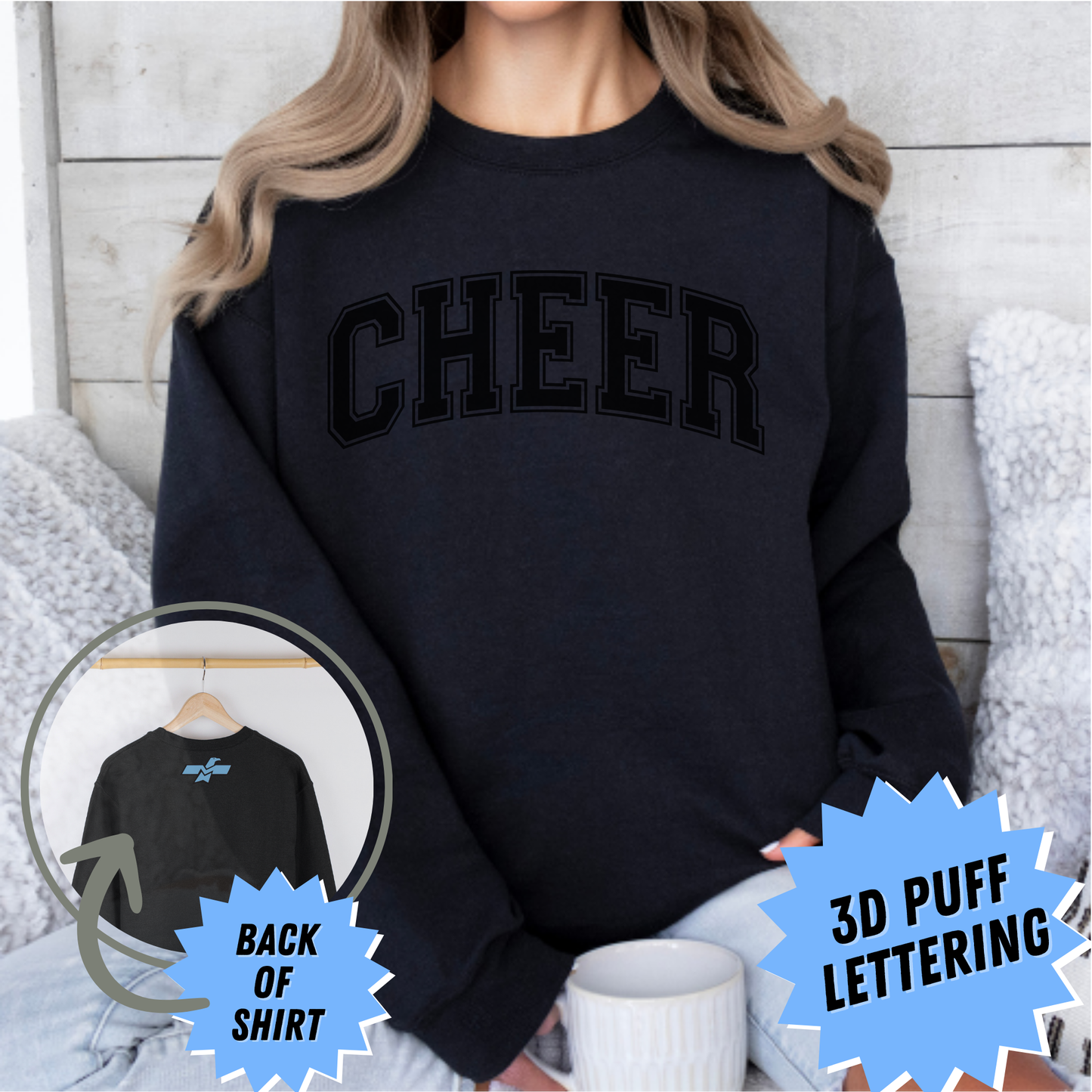 Cheer Puff Print Crewneck Sweatshirt - Youth