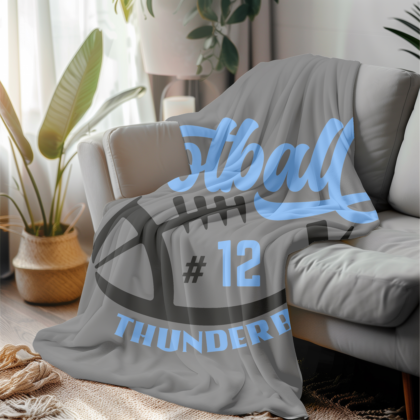 Personalized Fleece Football Blanket