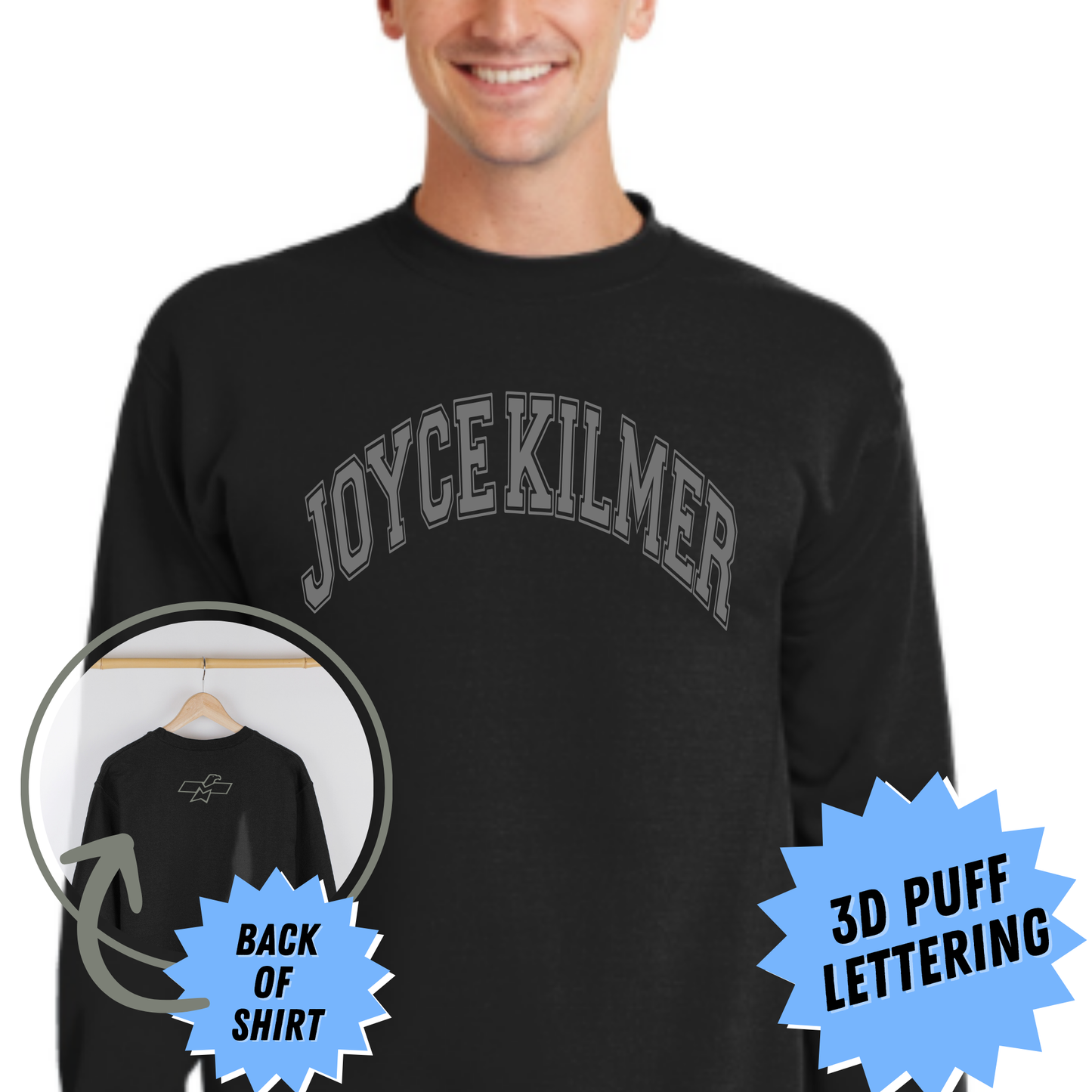 Joyce Kilmer Puff Print Crewneck Sweatshirt - Black