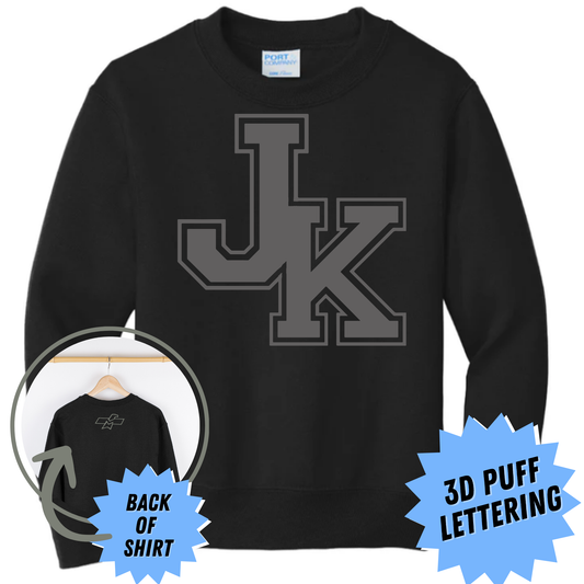 JK Puff Print Crewneck Sweatshirt - Black