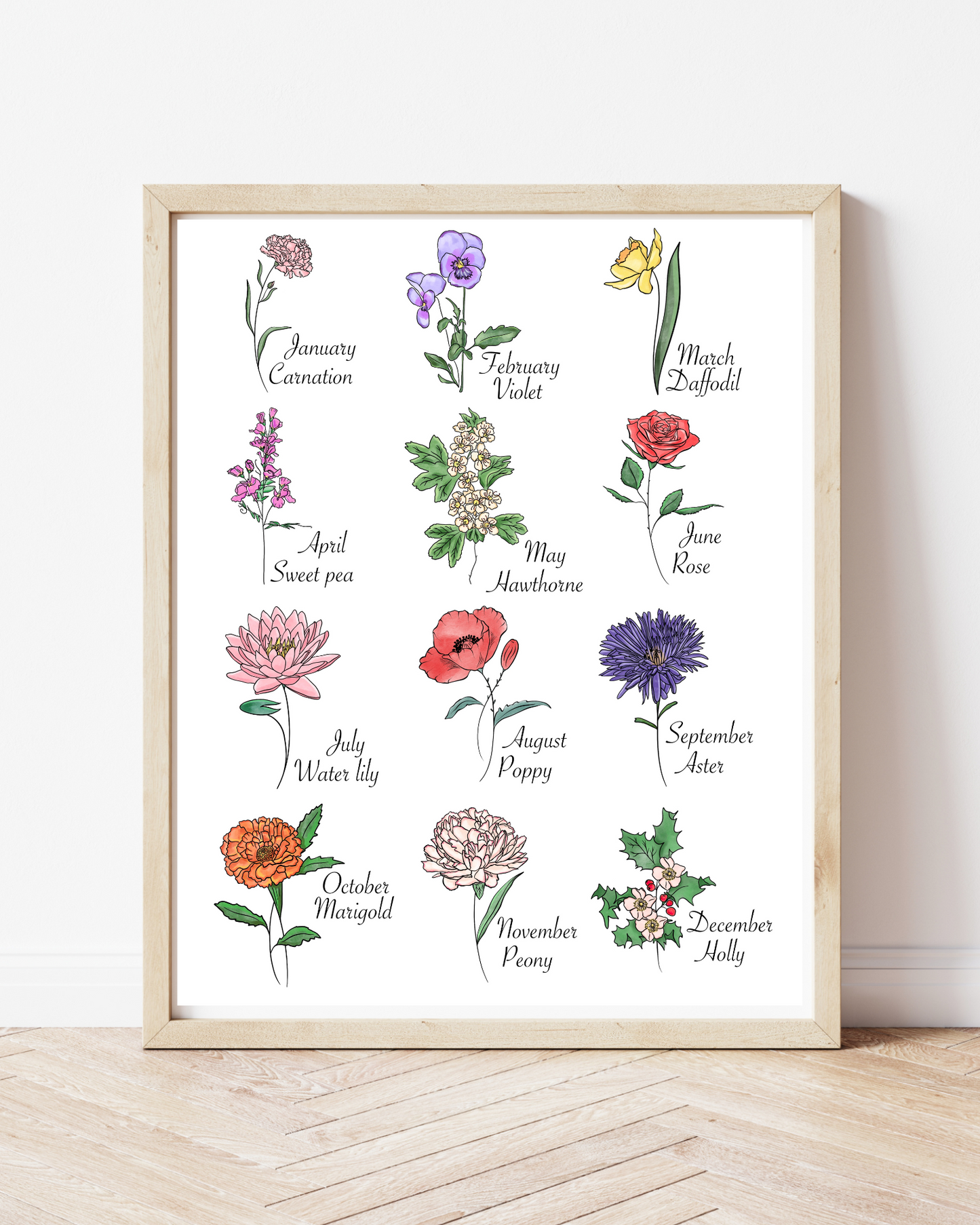 Personalized Birth Month Family Print with 3D Watering Can