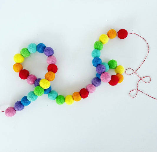 Rainbow Ball Felt Garland